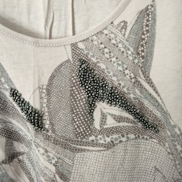 MNG Mango Y2K Pink Beaded T-shirt w/ Bird Print Women's Size S Scoop Neck - Picture 5 of 13